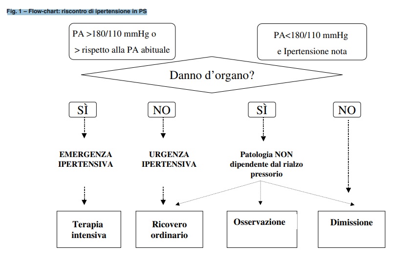 Medicina d'urgenza per infermieri: Ipertensione ed emergenze ipertensive 2 Fig. 1 – Flow-chart riscontro di ipertensione in PS