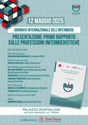 FNOPI: in arrivo il primo Rapporto sulle Professioni Infermieristiche 1 locandina 12 maggio def e1746448021948 297x420 1